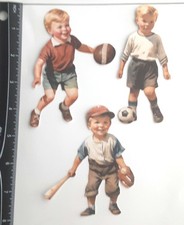 Lot of 3 Vintage Boys Baseball Basketball Soccer SINGLE LAYER Embellishments1077