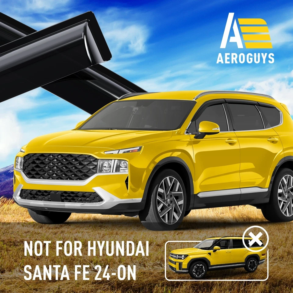 Protectores de lluvia viseras de ventilación pantalla para Hyundai Santa Fe 2019-2023 IMPERMEABLE Foto 4 de 4