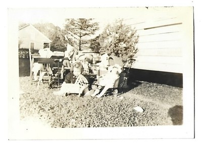 Odd Vintage Photo Cute Baby Girl Playing Outdoors with Toys DOLLS Sunny NICE PIC