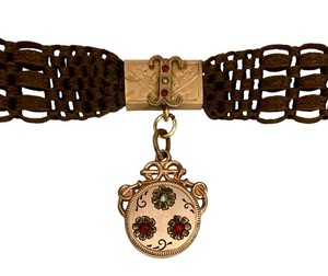 ANTIQUE VICTORIAN Rose Gold Filled WOVEN HUMAN HAIR MOURNING Watch Chain~Locket