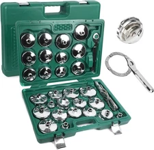 31 PCS Oil Filter Socket Cup Type Set & Adjustable Cap Wrench Removal Set