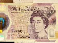 “RARE 20 Pound Note – Printing Error Queen Lip Ink Omission UNC”