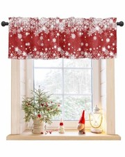 Christmas Valance for Windows Snowflake Kitchen 18"W x 54"L Pack of 1 Red