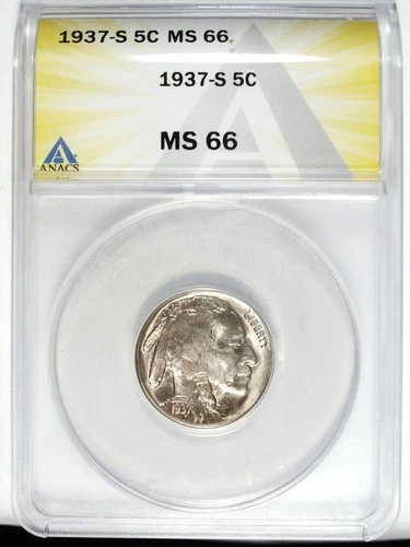 1937 S ANAC's MS 66 Buffalo Nickel ☆☆ Great For Sets ☆☆ Great Set Filler 336