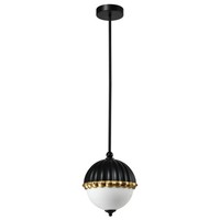 Pendelleuchte Metall Glas Rund Ø 22 Cm In Schwarz Weiß Messing E27 HäNgelampe