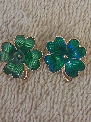St Patricks Day Four Leaf Clover Earrings