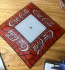 VTG Coca Cola Tiffany Style Lamp Ceiling Light Shade Stained Glass Square Red