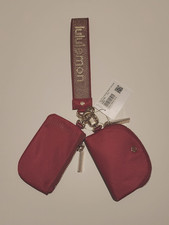 NWT Lululemon Dual Pouch Wristlet Wallet METALLIC WORDMARK Berry Rumble Gold