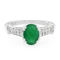 Cavill Bahia Ring 1,05Ct Smaragd Oval 925 Silber Platin Damen Zirkon-