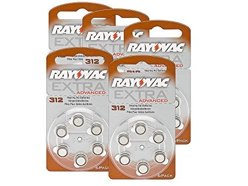 Rayovac 312 Extra Advanced Lot de 5 boîtes de 6 piles pour appareils auditifs - Photo 1/1