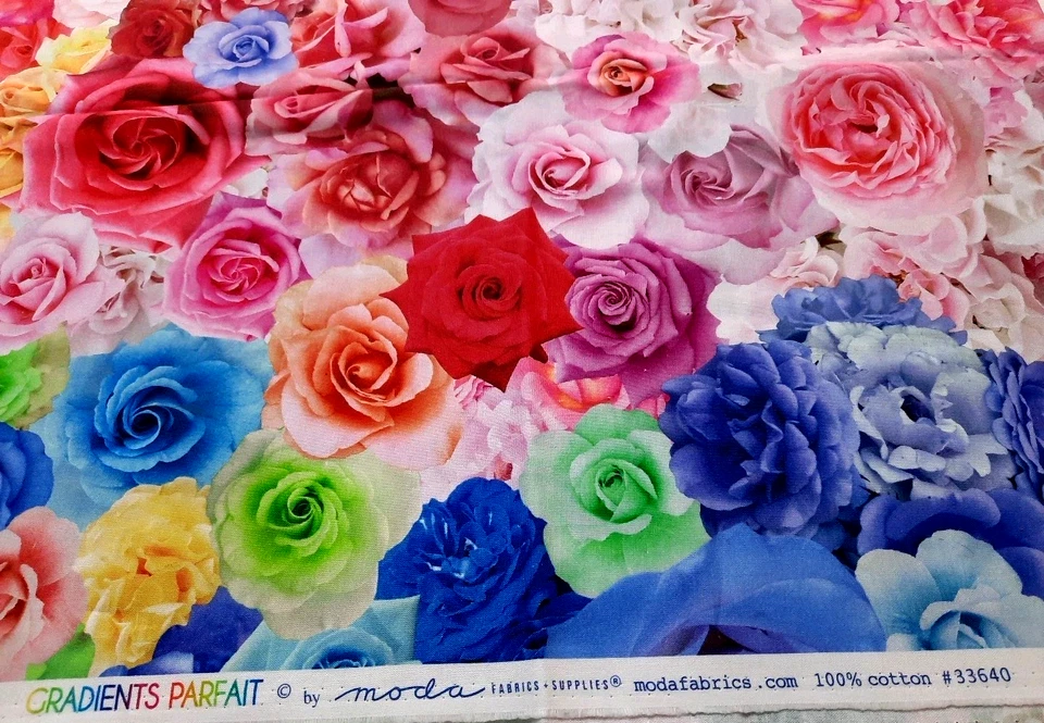 1 1/2 Yds Gradients Parfait #33640 Moda Fabrics Multicolor Packed Roses Cotton - Image 3 of 4
