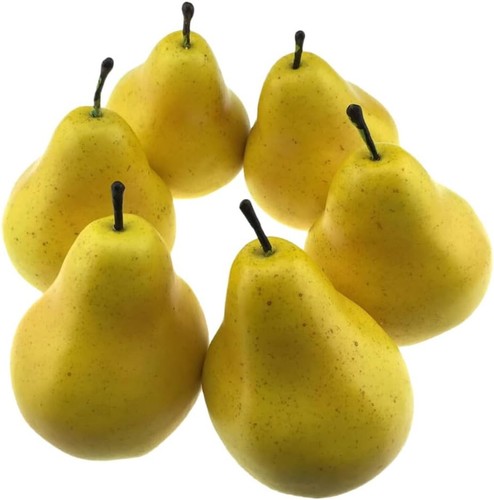 NOLITOY 6PCS Artificial Pear, Fake Fruits Ornament Lifelike Simulation Yellow
