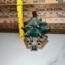 Ceramic Miniature Bonsai Figurine Pagoda Glazed Multicolored 5
