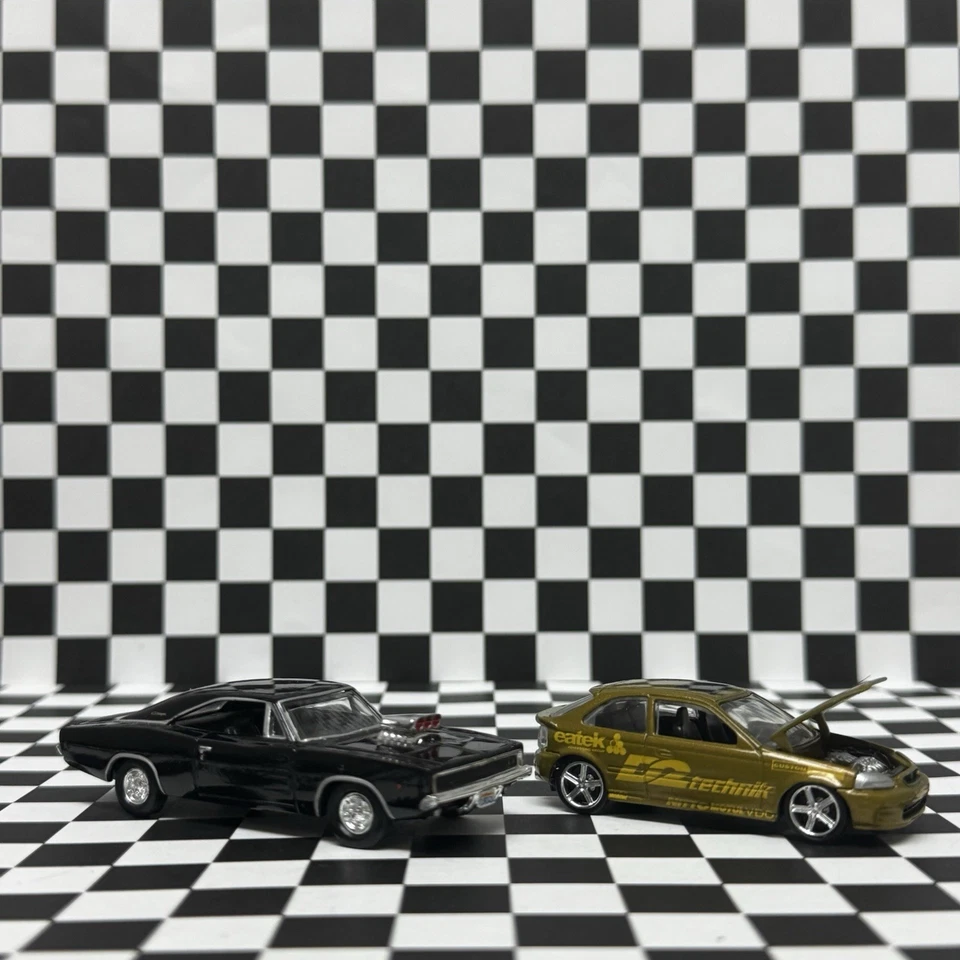 💥 Vintage - Revell 1:64 Scale Die-Cast The Fast & Furious Dodge Charger + Civic - Image 3 of 4