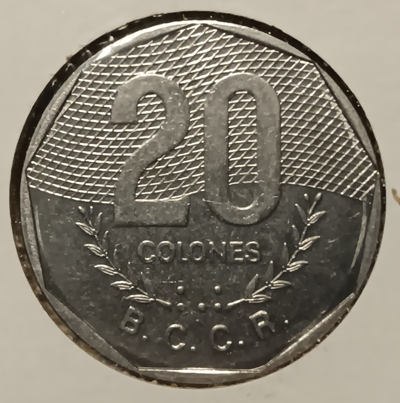1983 Costa Rica 20 Colones. Appears Uncirculated. Beautiful Coin.