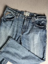 Ariat Jeans Men's 38x30 M4 Low Rise Scoundrel Boot Cut Blue Denim Western Rodeo