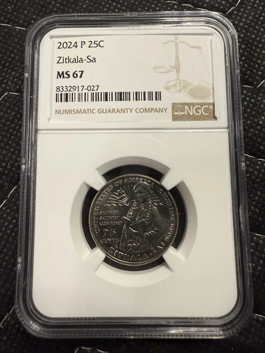 2024-P 25c NGC MS67 AWQ Zitkala-Sa Quarter Native American Writer