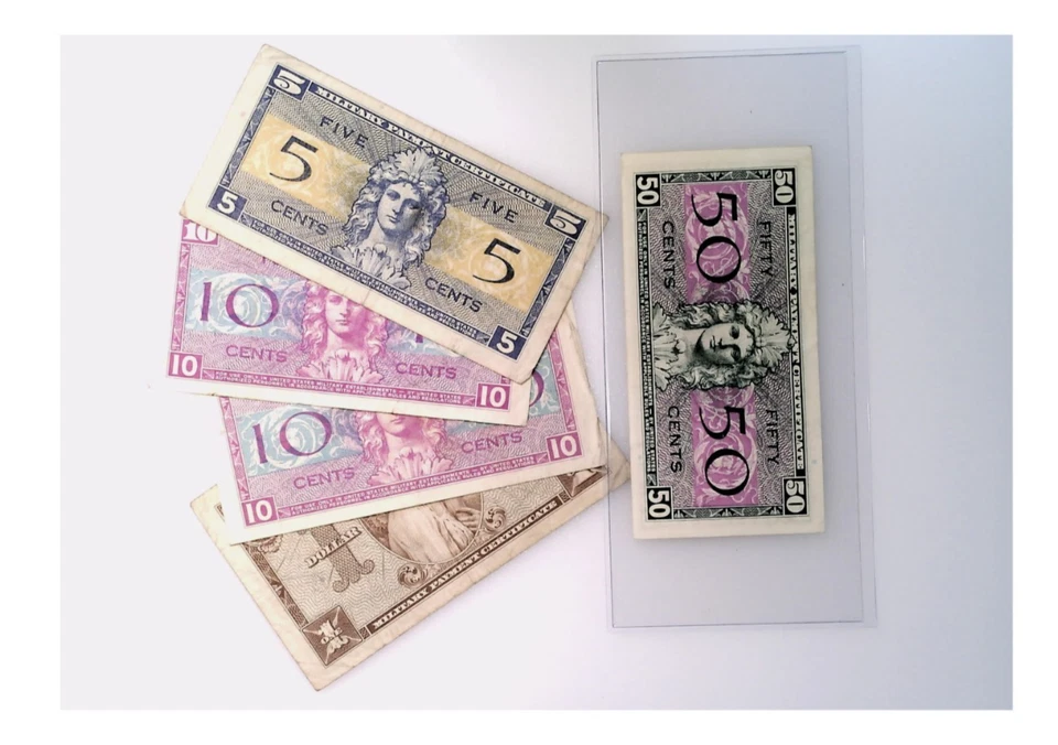 Four SERIES 521 MPCS- US Military Payment Certs. 5c, 10c, 50c, &  $1 - Fine -XF - Image 2 of 2