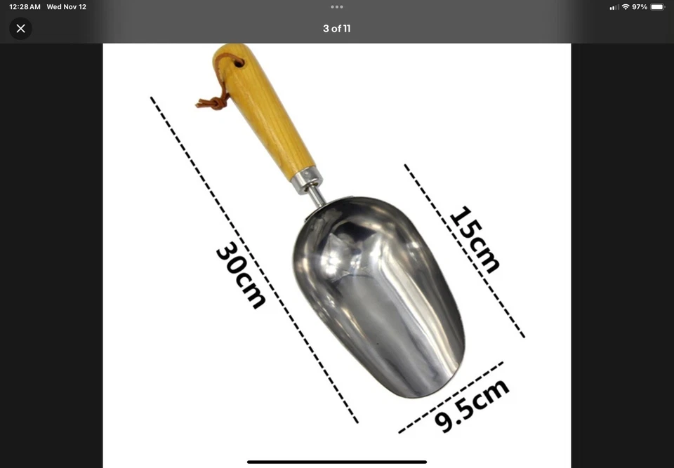 Herramienta de cuchara de jardín de 1 pieza de acero inoxidable con mango de madera para una fácil excavación del suelo Foto 2 de 4
