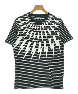 Neil Barrett T-shirts/Cut & Sewns BlackxWhite(Border) L 2200603296123