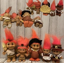 🦃 90s Troll Dolls Russ | Vintage Thanksgiving Decor | Turkey, Indian, Pilgrim