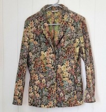 Vintage Cottage Core Size 12 Tapestry Patterned Floral Jacket Hippie Bohemian