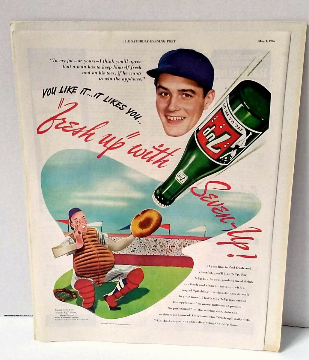 専用4 Vintage 7up Print Ad 'The Fresh Up Show' Baseball Umpire Sat