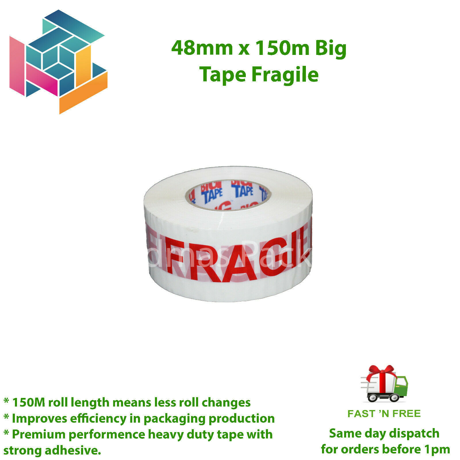 Big Tape Fragile Packaging Parcel Packing Tape Strong Extra Long 48mm x 150m 66m eBay