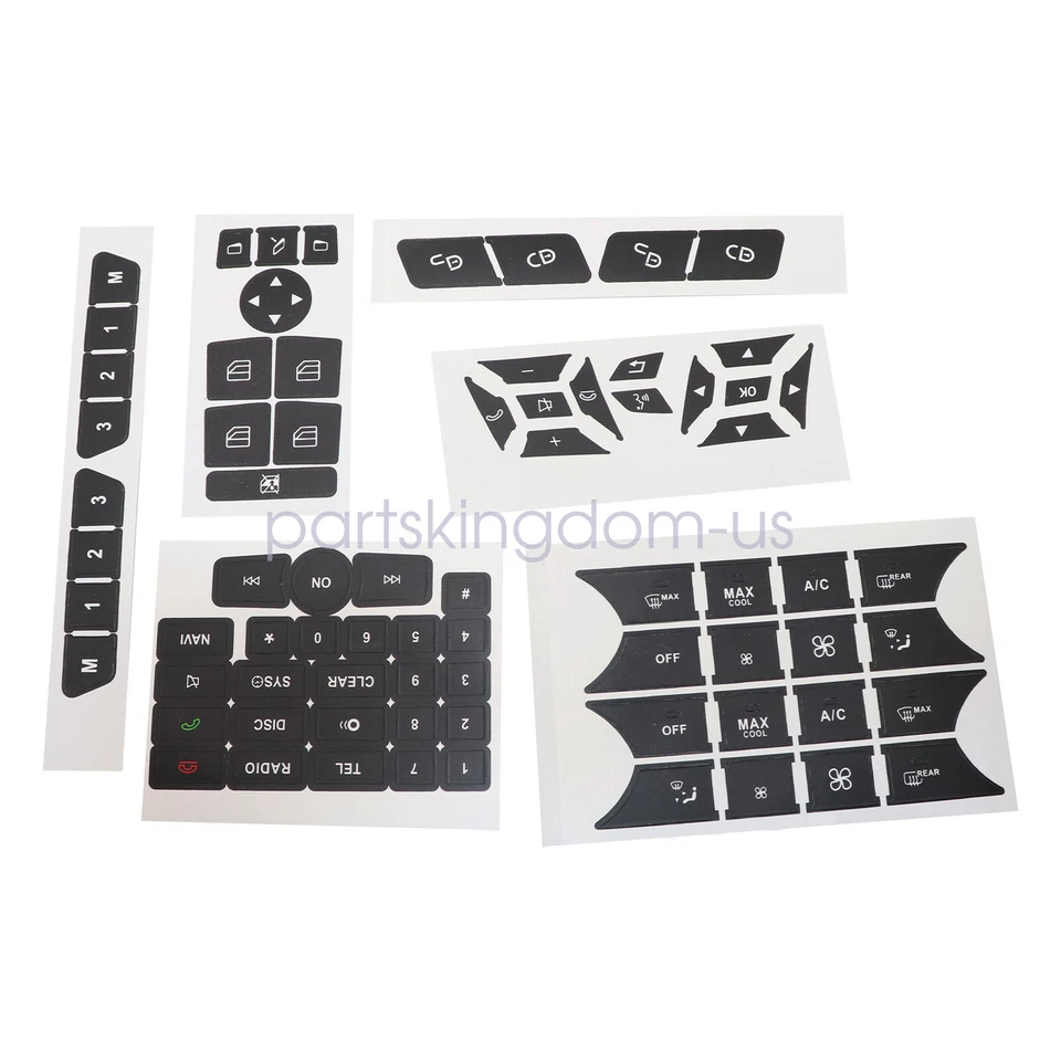 Adesivo adesivo preto botão de controle de janela de direção para porta Mercedes Benz E S - Imagem 3 de 4