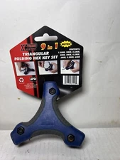 New KR Tool X-treme 9 In 1 Triangular Folding Hex Key Set Metric