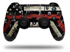 Skin Playstation 4 Sony PS4 Controller Painted Cracked Red Line American Flag