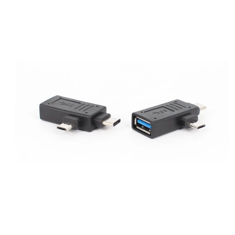 1x 2 In 1 Micro USB /USB 3.1 Type C Male To USB 3.0 Female Converter OTG Adapter - Image 4 of 4