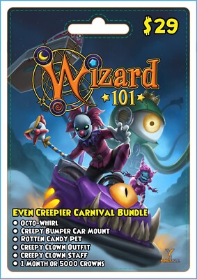 Even Creepier Carnival Bundle Wizard 101 Game Card new Crowns