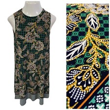 APT 9 Dress Womens Small Pocket Green Floral Knit Sleeveless Shift Work Church