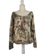 Small TWINSET Simona Barbieri Earth Tone Sweater Swoop Neck Angora Blend Ivory