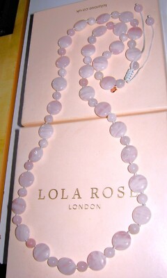 LOLA ROSE **ERSTAUNLICH** ROSA WEISS VERSTELLBAR LANG 32''-38'' HALSKETTE NIKKI & ME QVC