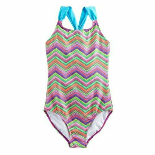 New Little Girls Swimsuit Chevron One Piece Swimsuit Size 4 Racerback $28.00 - Picture 3 of 3