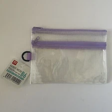 Daiso Japan Handy Mesh Pouch B6 With Zipper Purple
