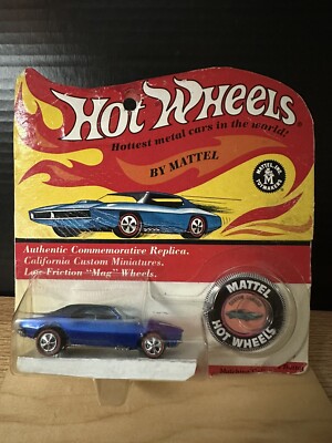 hot wheels 67 camaro Redlines Restoration/ Custom Build Blue W/ Blister & Button