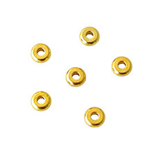 50 Bright Gold Brass Metal 4mm Flat Round Heishi Disc Copper Spacer Accent Beads
