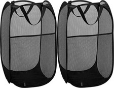 2Pcs Extra Large Mesh Pop up Laundry Hamper with Handles Foldable Clothes Basket