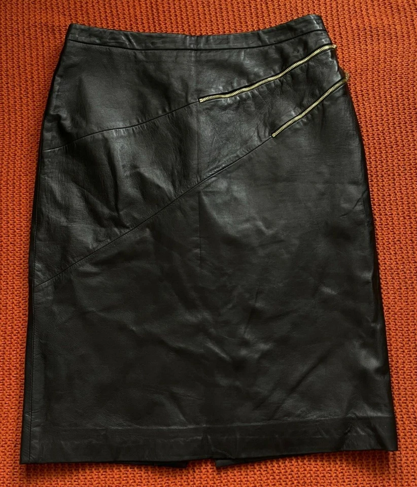 Falda recta hasta la rodilla de cuero negro CARLISLE talla 8 Foto 2 de 4