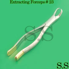 O.R GRADE DENTAL TOOTH EXTRACTING FORCEPS WITH GOLD HANDLE # 23