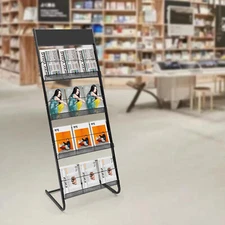 4-Layer Standing Magazine Rack Business Office Comic Display Organizer Stand New