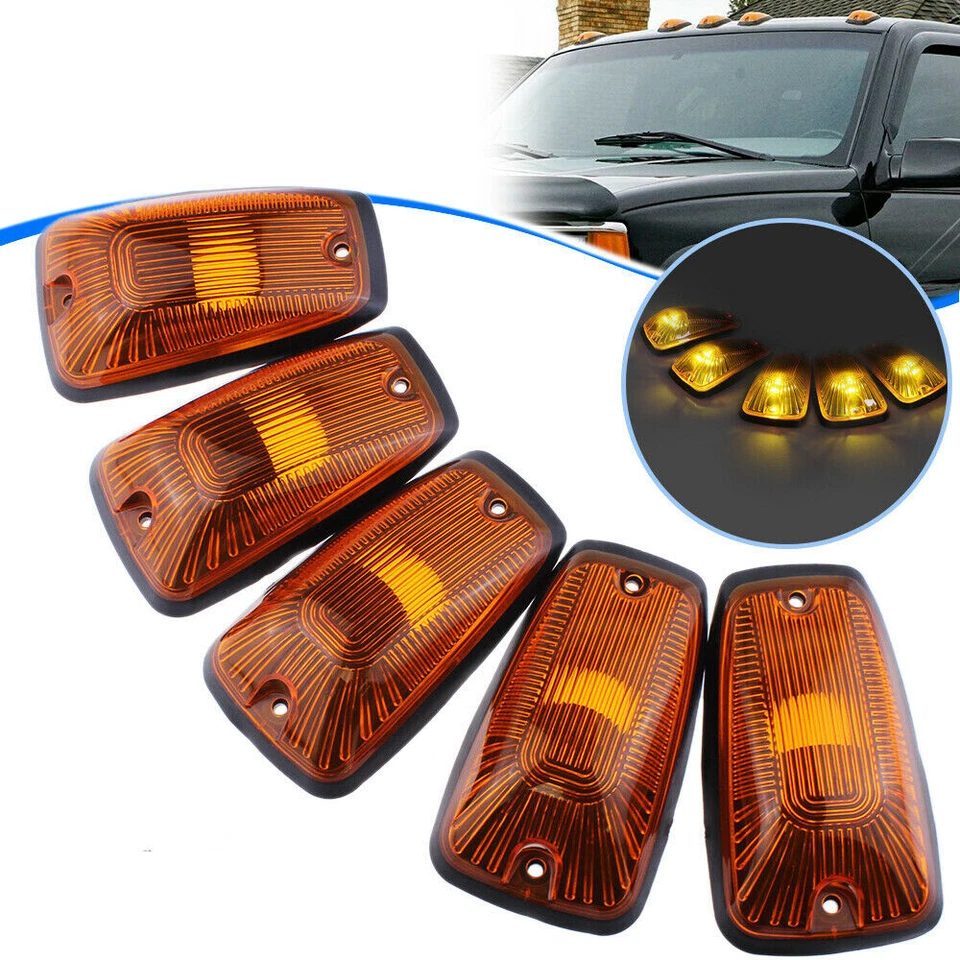 LED Cab Roof Parking Marker Clearance Lights 5 Piece Kit for Chevy GMC Truck Foto 4 de 4