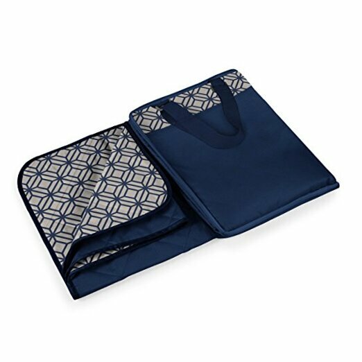 Picnic Time Vista Outdoor Picnic Blanket Tote, Navy Blue ...