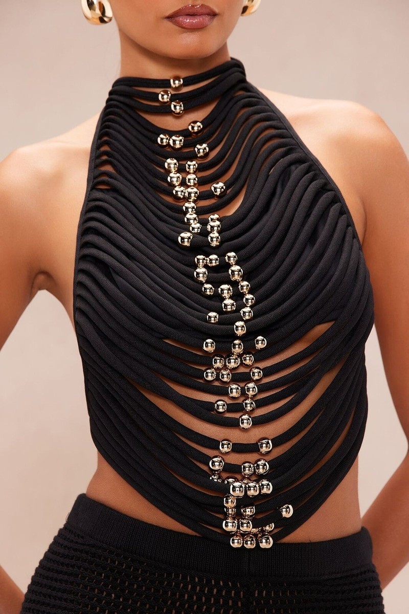 Halter Neck Backless Top, Beaded MmHand Woven Top, Possible Other