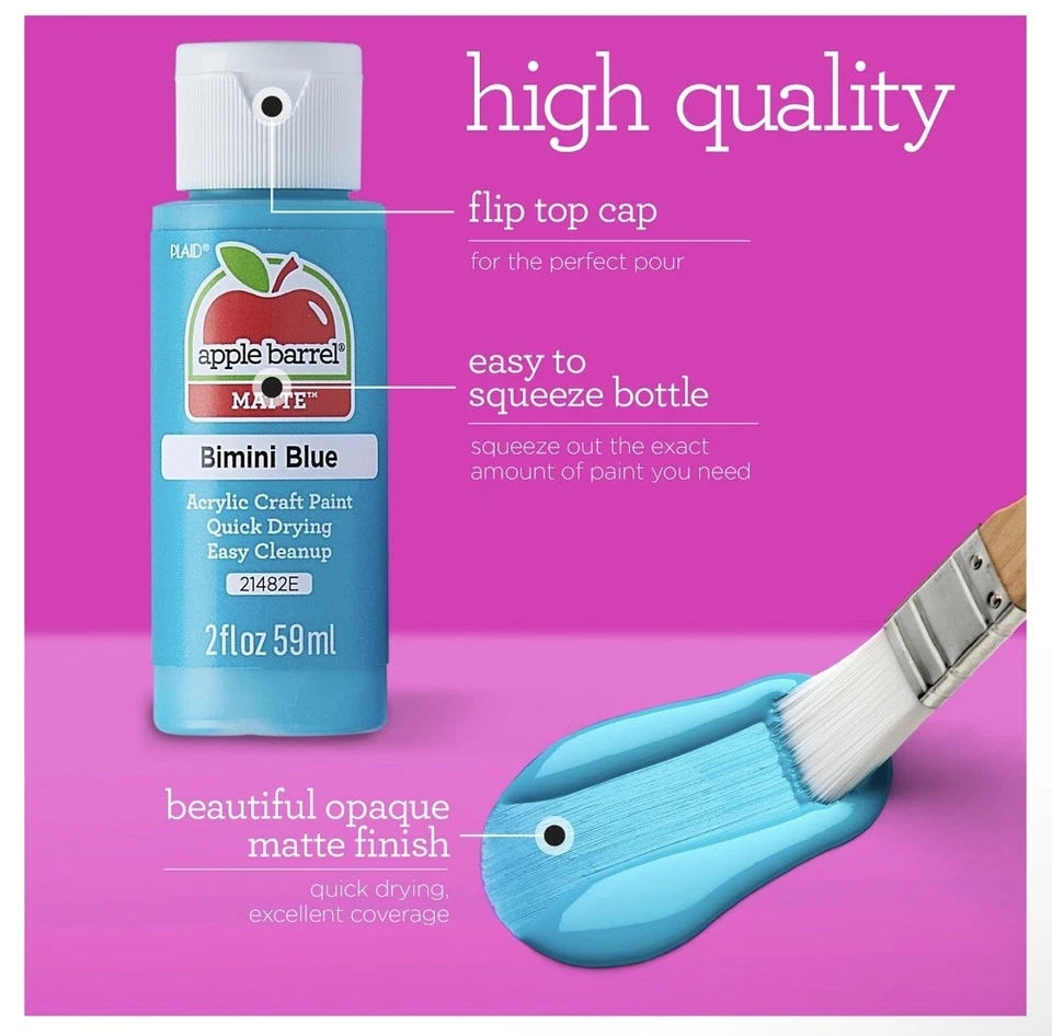 Pintura acrílica artesanal Apple Barrel 2 oz mate elige cualquier color. Fucsia Foto 4 de 4