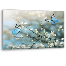 Cherry Blossom and Butterflies Butterfly in Spring Canvas Wall Art Picture Print