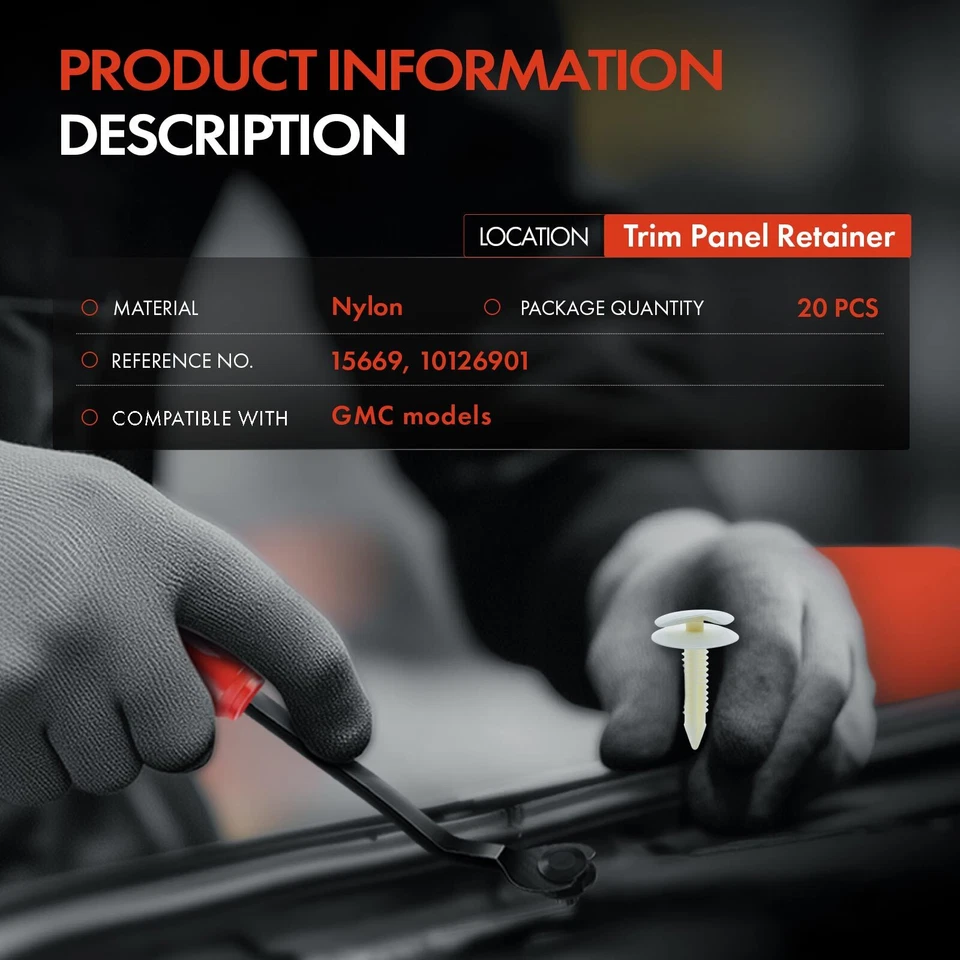 20 piezas clips de retención de panel de ajuste de nailon de 7,94 mm doble cabezal para GMC Sierra Envoy Foto 2 de 4